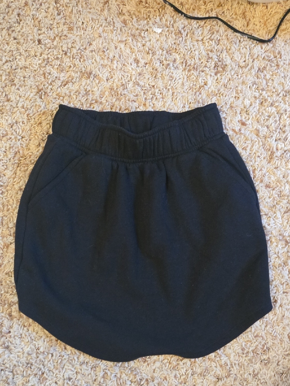 Black Casual Elastic Waist Skirt